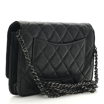 Chanel Crumpled Calfskin Quilted Wallet On Chain WOC So Black 3 of 12