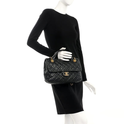 Chanel Glazed Calfskin Castle Rock Medium Flap Black 3 of 7