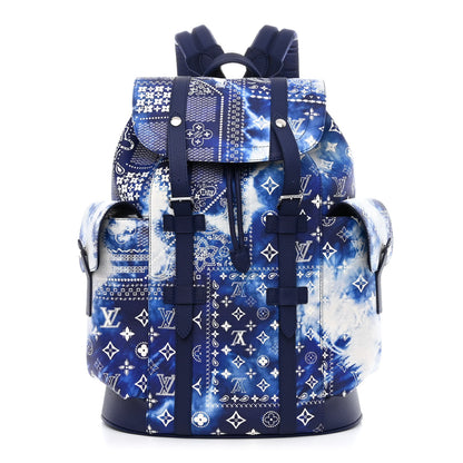 Louis Vuitton Cowhide Monogram Bandana Christopher MM Backpack Blue 1 of 11