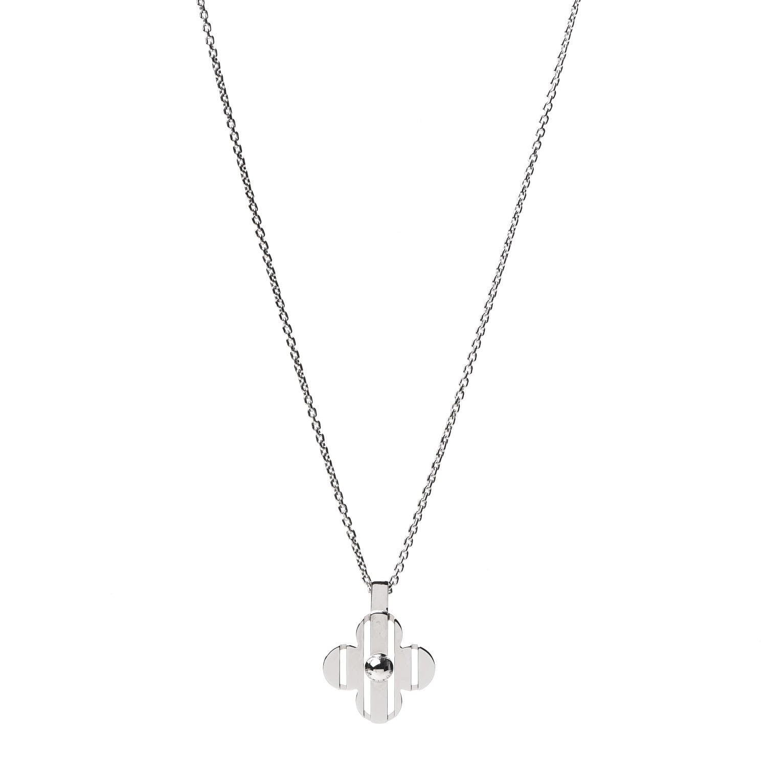 Louis Vuitton 18K White Gold Petite Fleur Pendant Necklace 1 of 5