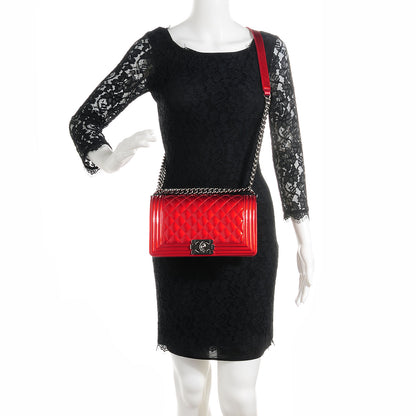 Chanel Metallic Patent Quilted Medium Boy Flap Red 2 of 7