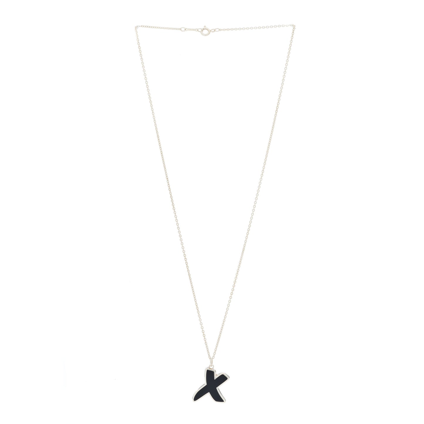 Sterling Silver Enamel Paloma Picasso Graffiti X Pendant Necklace Black