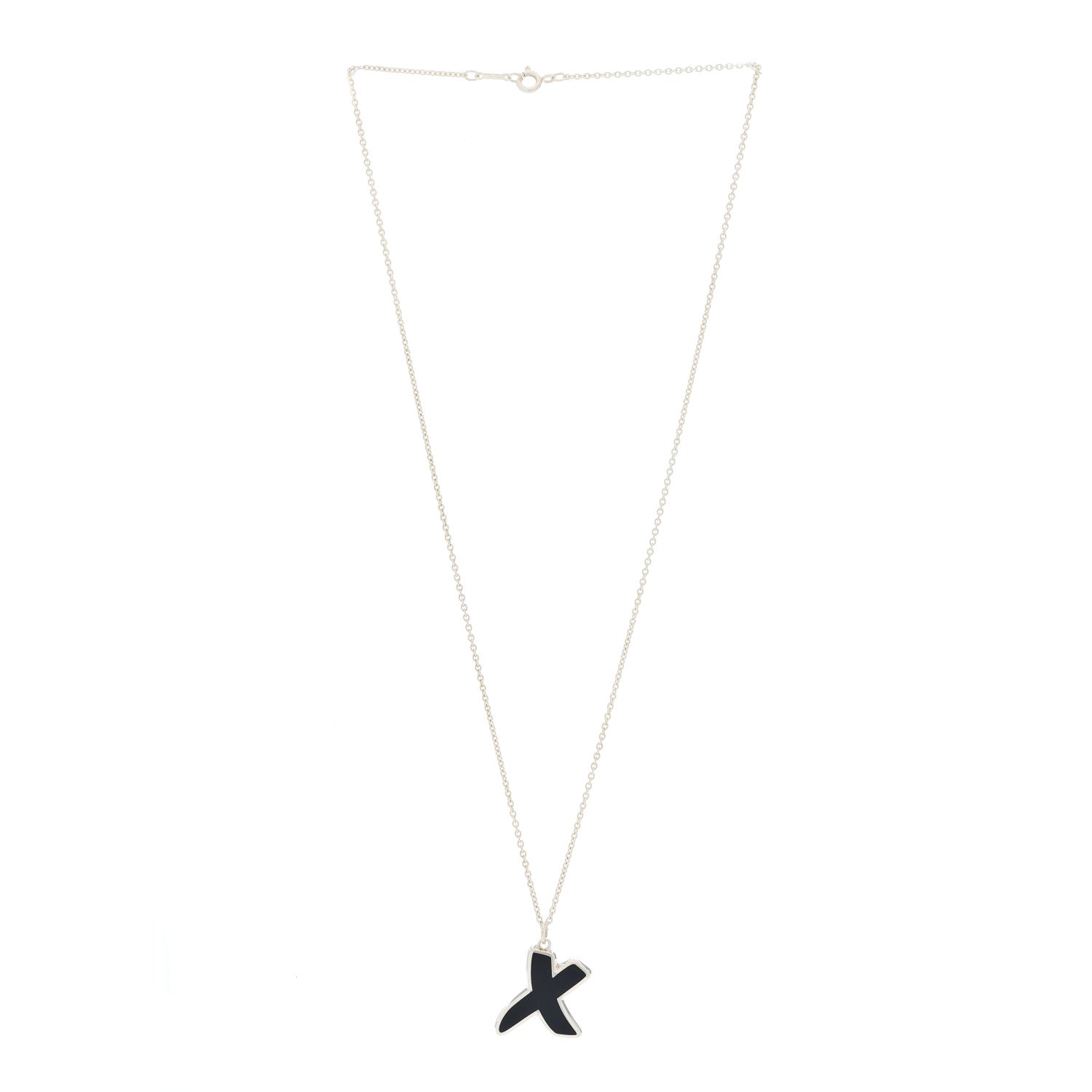 Tiffany Sterling Silver Enamel Paloma Picasso Graffiti X Pendant Necklace Black 2 of 5