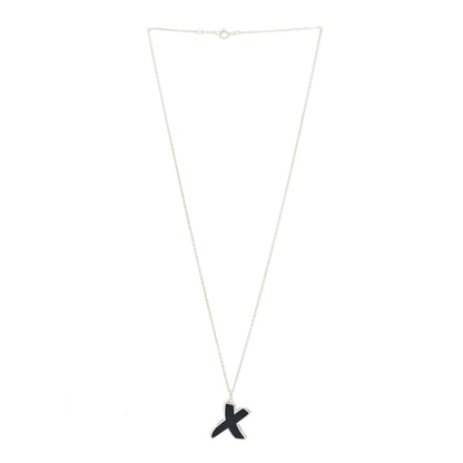 Tiffany Sterling Silver Enamel Paloma Picasso Graffiti X Pendant Necklace Black 2 of 5