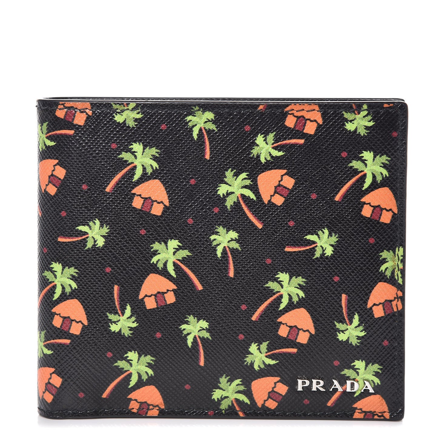 Saffiano Palm Tree Bi-Fold Wallet Black