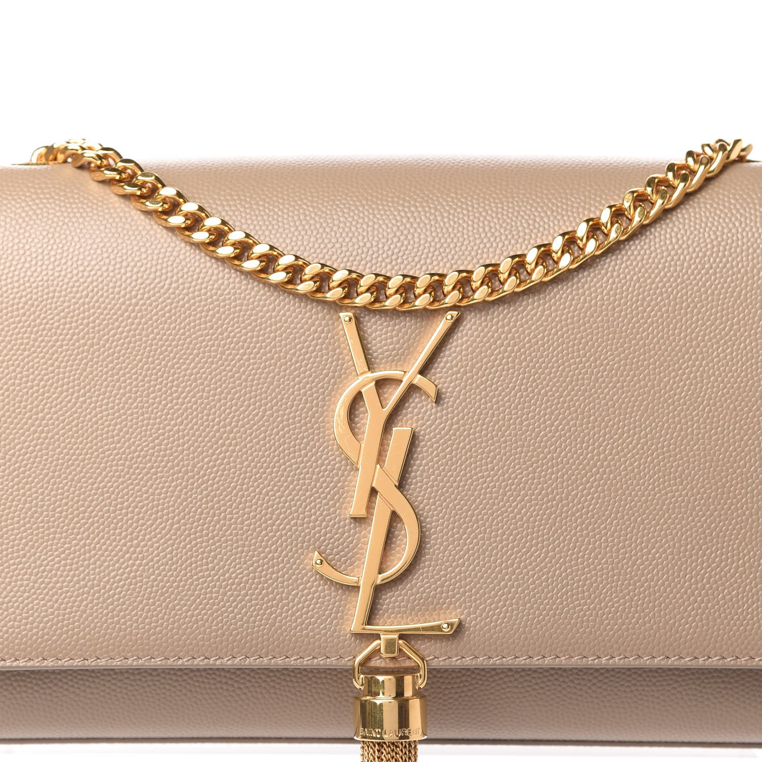 Saint Laurent Grain De Poudre Small Monogram Kate Tassel Satchel Nude Powder 9 of 9