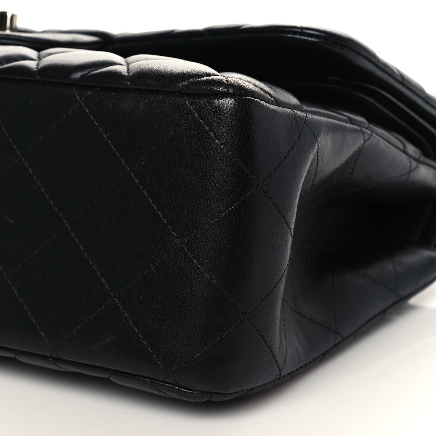 Lambskin Quilted Jumbo Double Flap Black