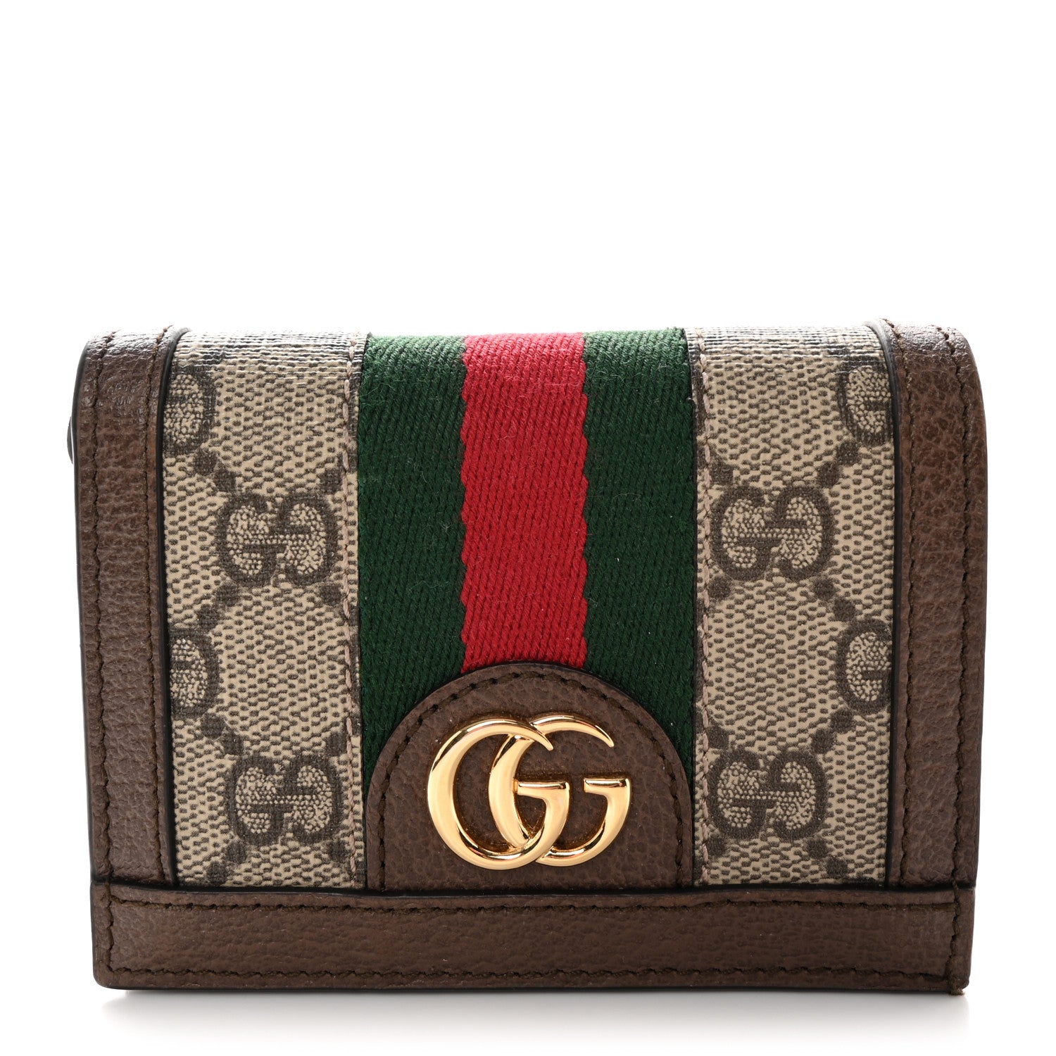 Gucci GG Supreme Monogram Web Ophidia Card Case Beige New Acero 1 of 10