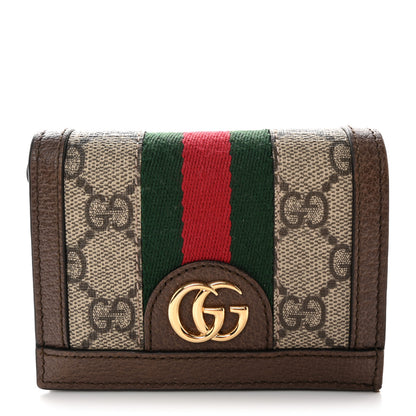 Gucci GG Supreme Monogram Web Ophidia Card Case Beige New Acero 1 of 10