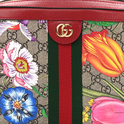 Gucci GG Supreme Monogram Flora Web Small Ophidia Top Handle Shoulder Bag Hibiscus Red 8 of 11