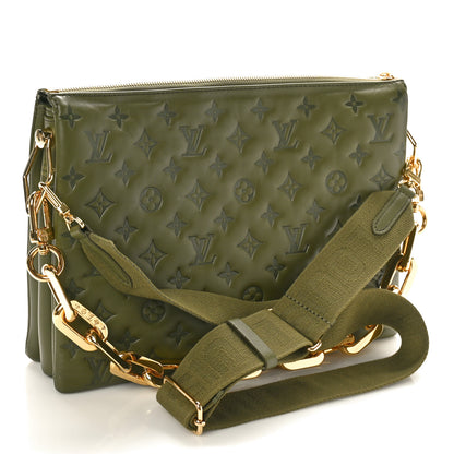 Louis Vuitton Lambskin Embossed Monogram Coussin MM Khaki 2 of 9