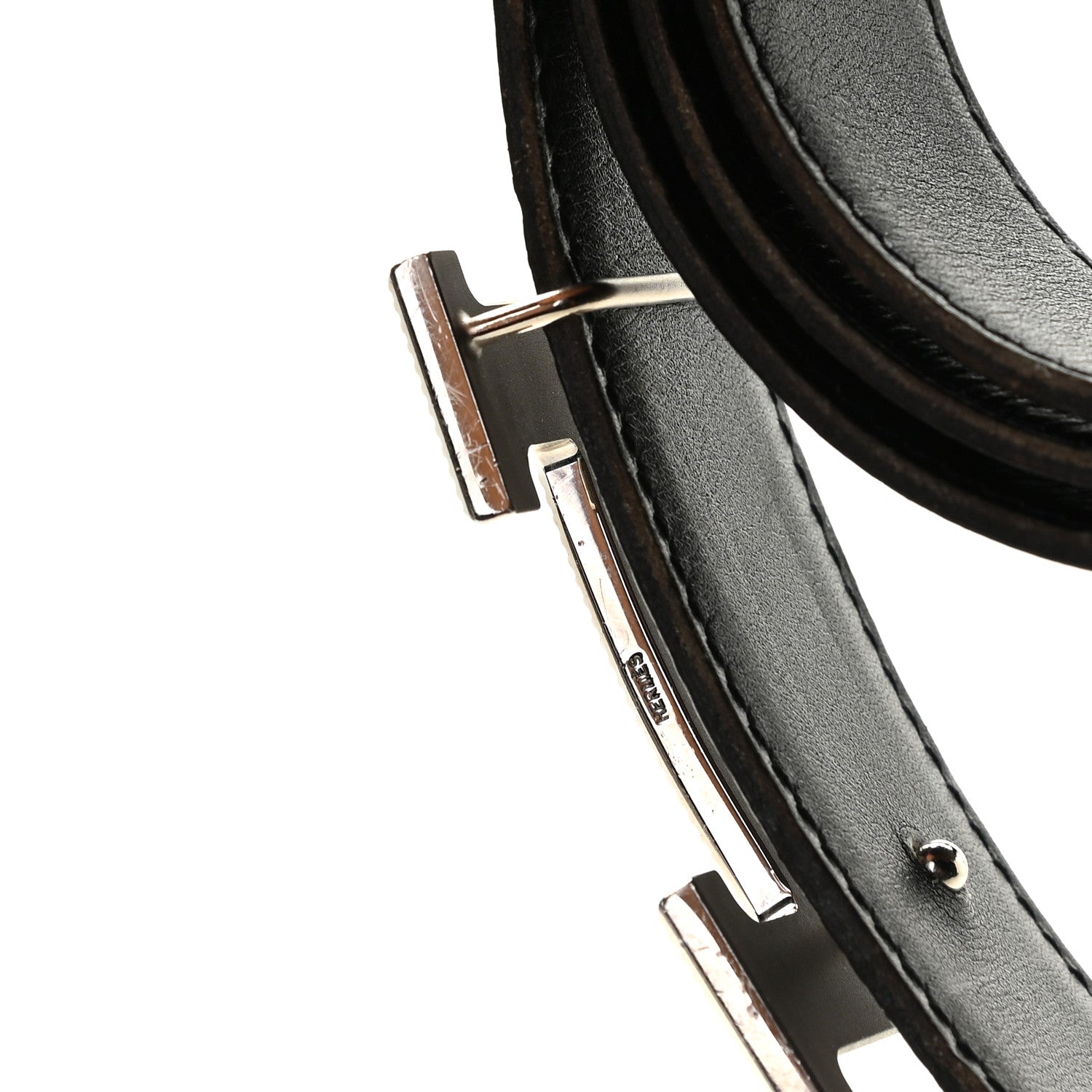 Hermes Togo Box 32mm Strie H Belt 90 Black Chocolate 3 of 5