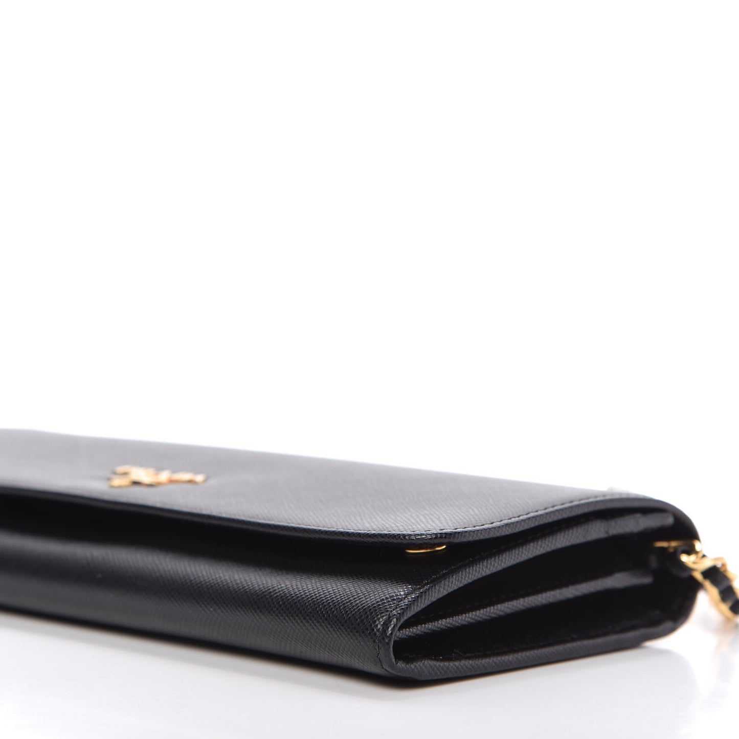 Saffiano Metal Oro Chain Wallet Black