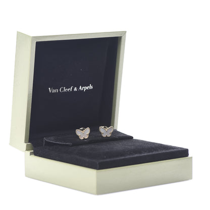 Van Cleef & Arpels 18K Yellow Gold Mother of Pearl Sweet Alhambra Butterfly Earrings 6 of 6