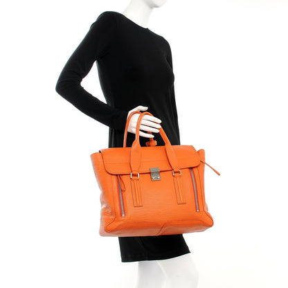 3.1 Phillip Lim 3.1 Textured Calfskin Large Pashli Satchel Mandarin 3 of 14