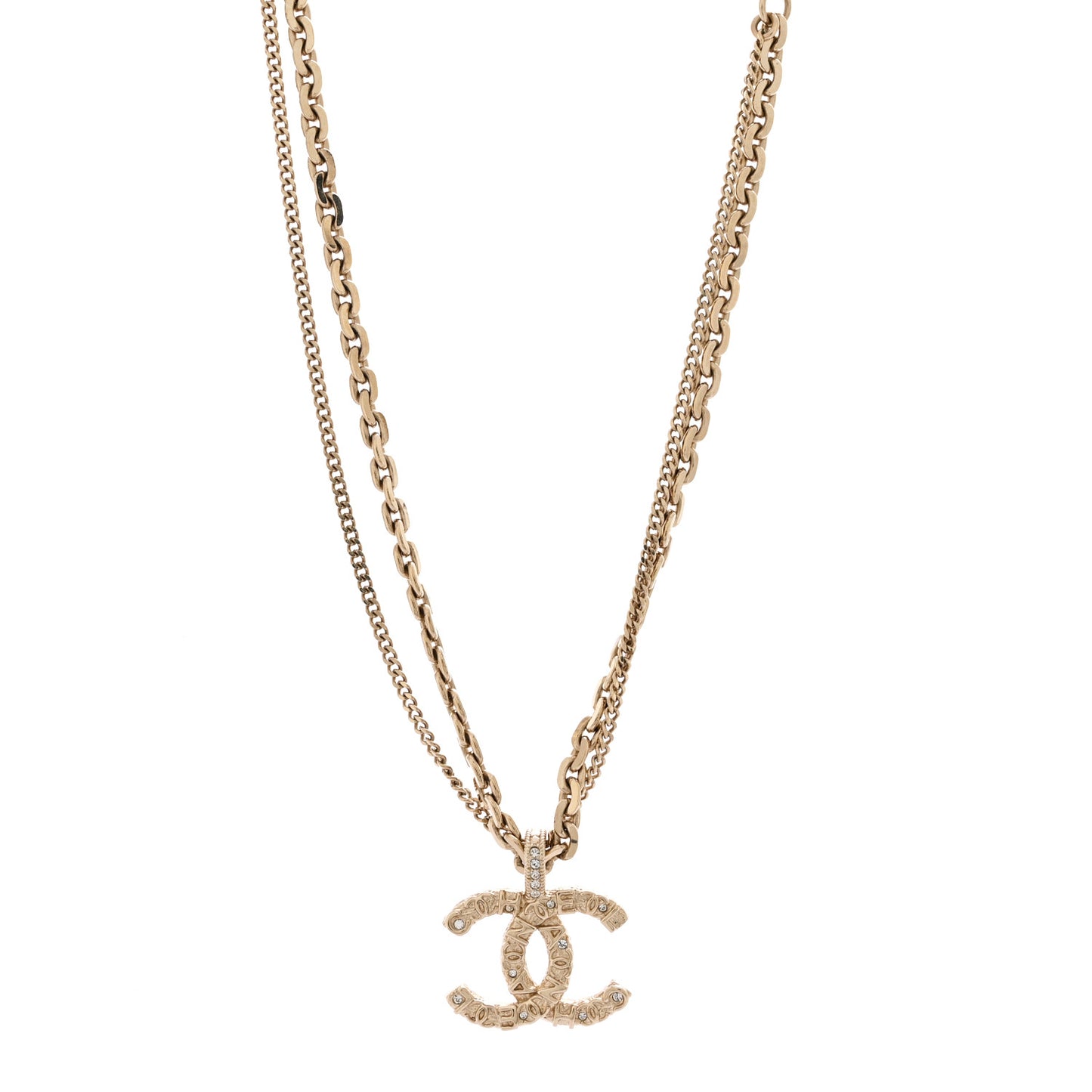 Crystal CC Multi Strand Chain Necklace Gold