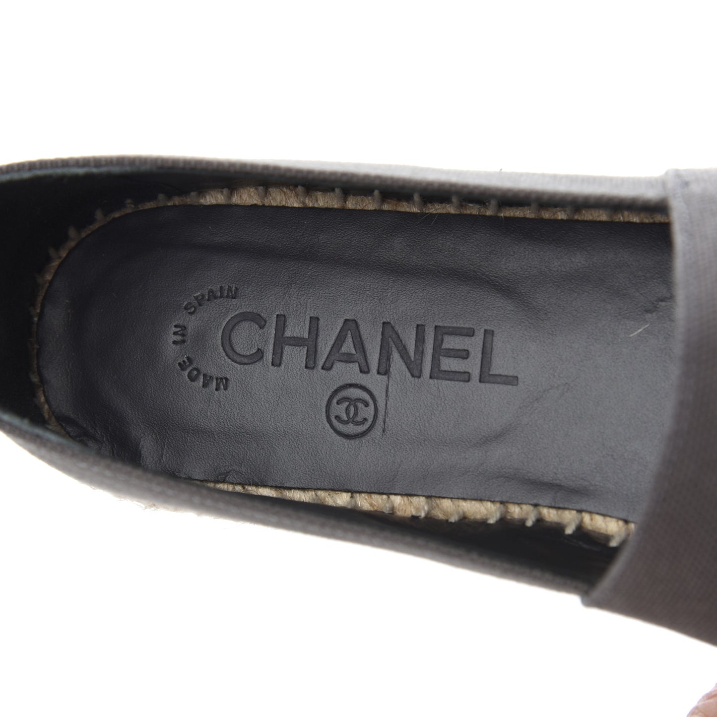 Canvas Grosgrain CC Espadrilles 39 Grey Black