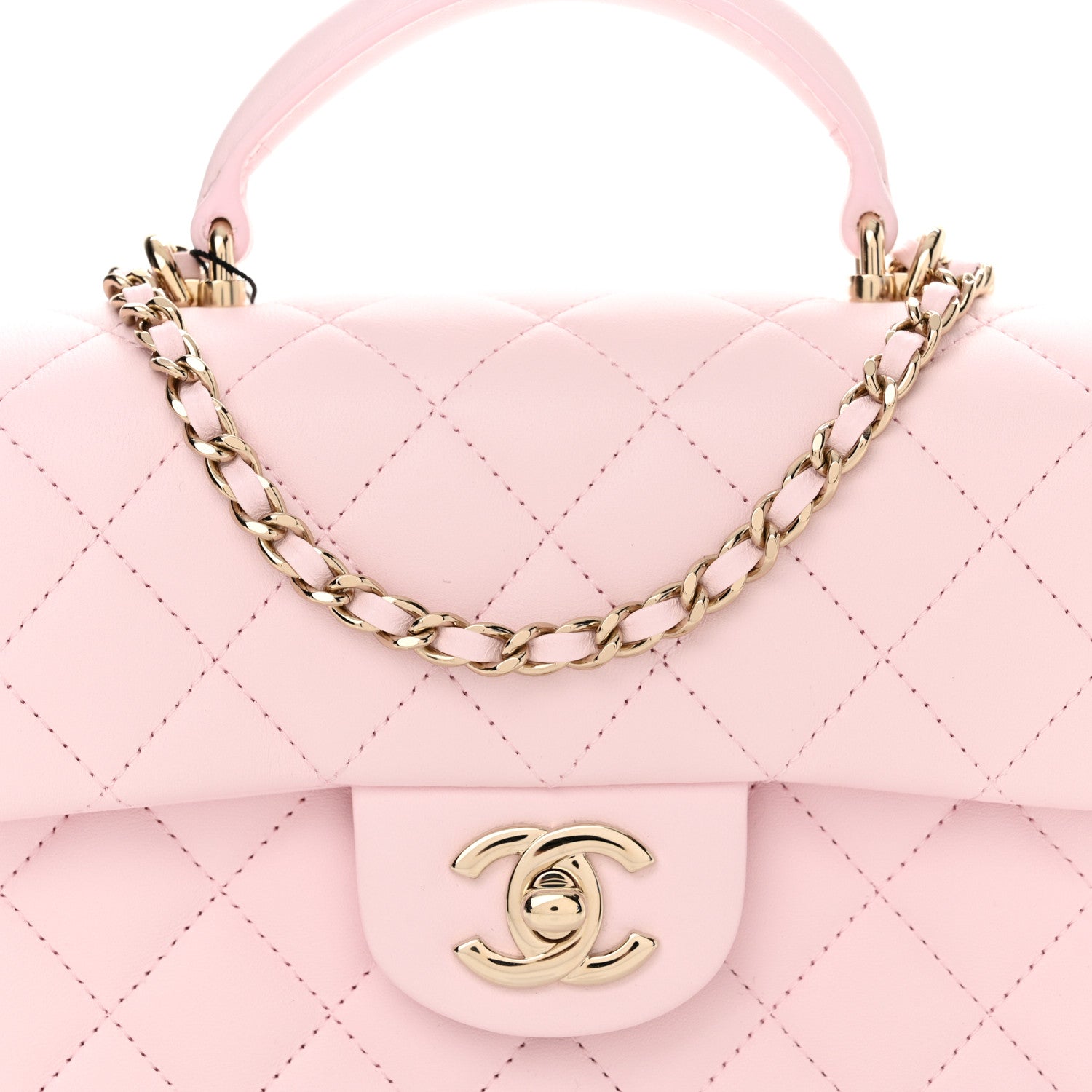 Chanel Lambskin Quilted Mini Top Handle Rectangular Flap Light Pink 8 of 12