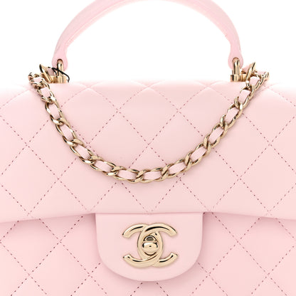 Chanel Lambskin Quilted Mini Top Handle Rectangular Flap Light Pink 8 of 12