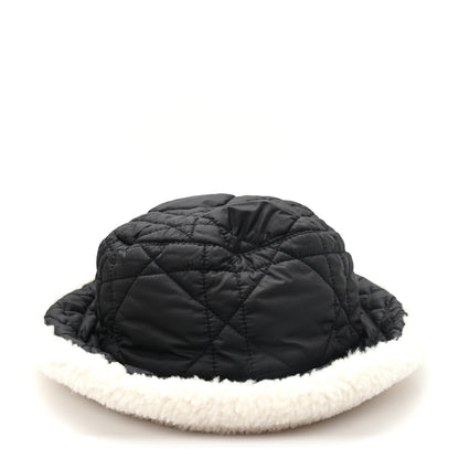 Christian Dior Nylon Shearling Cannage D-Bobby Bucket Hat 59 Black Ecru 5 of 8