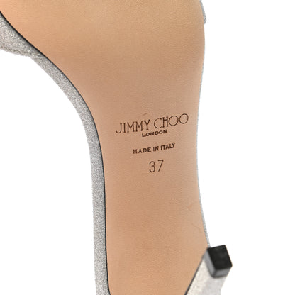 Jimmy Choo Glitter Stacey 85 Sandals 37 Silver 6 of 8