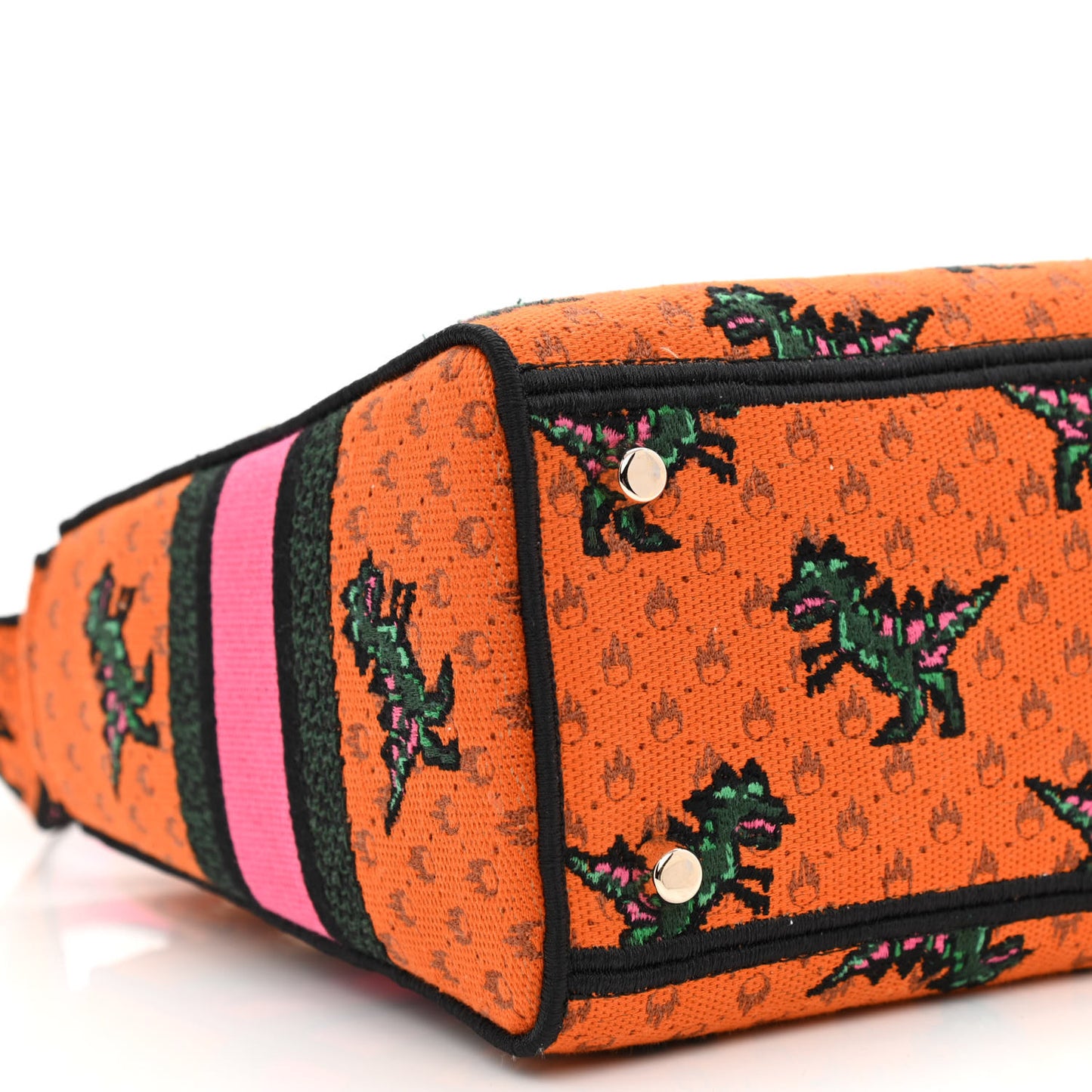 Canvas Embroidered Dino Medium Lady D-Lite Orange Multicolor