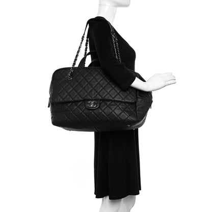 Chanel Caviar Quilted Large Travel Flap Tote Black Black 2 of 10