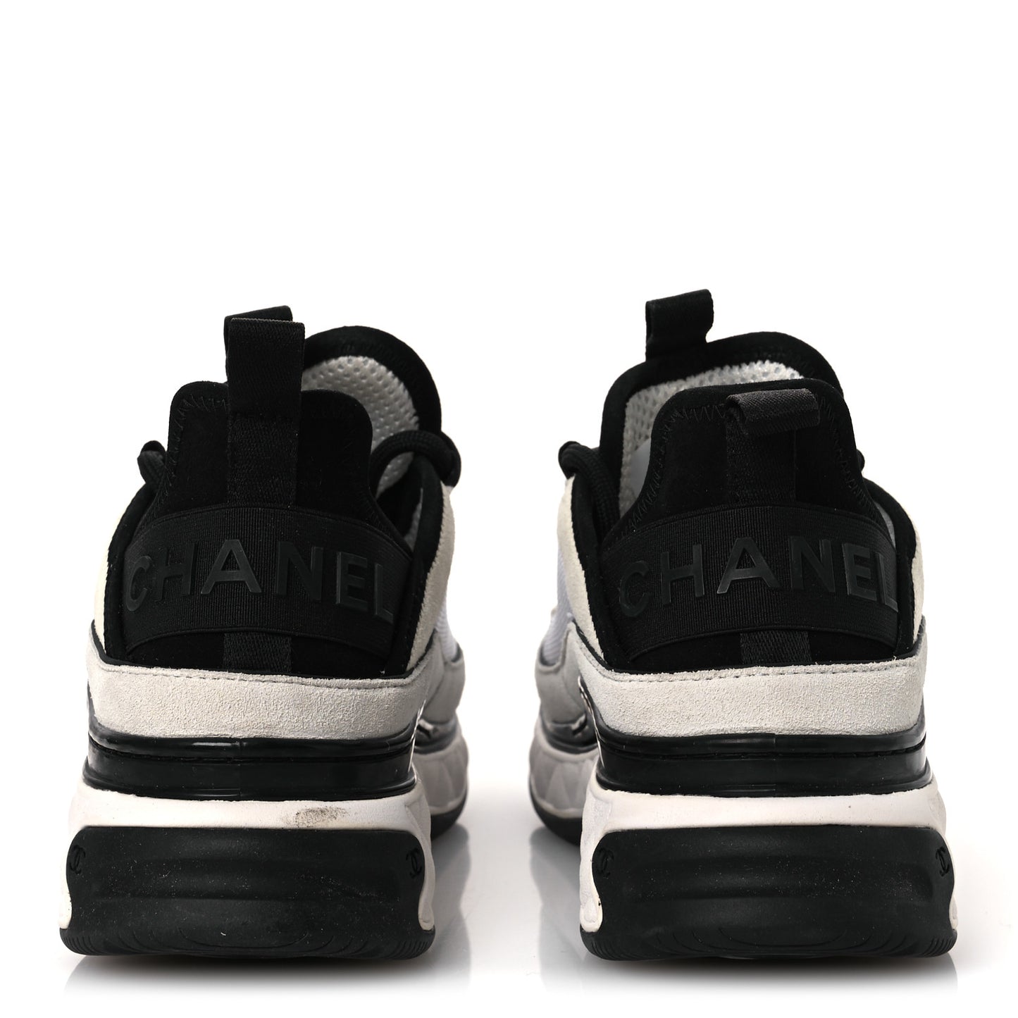 Velvet Calfskin Mixed Fibers CC Sneakers 38 Ivory Black