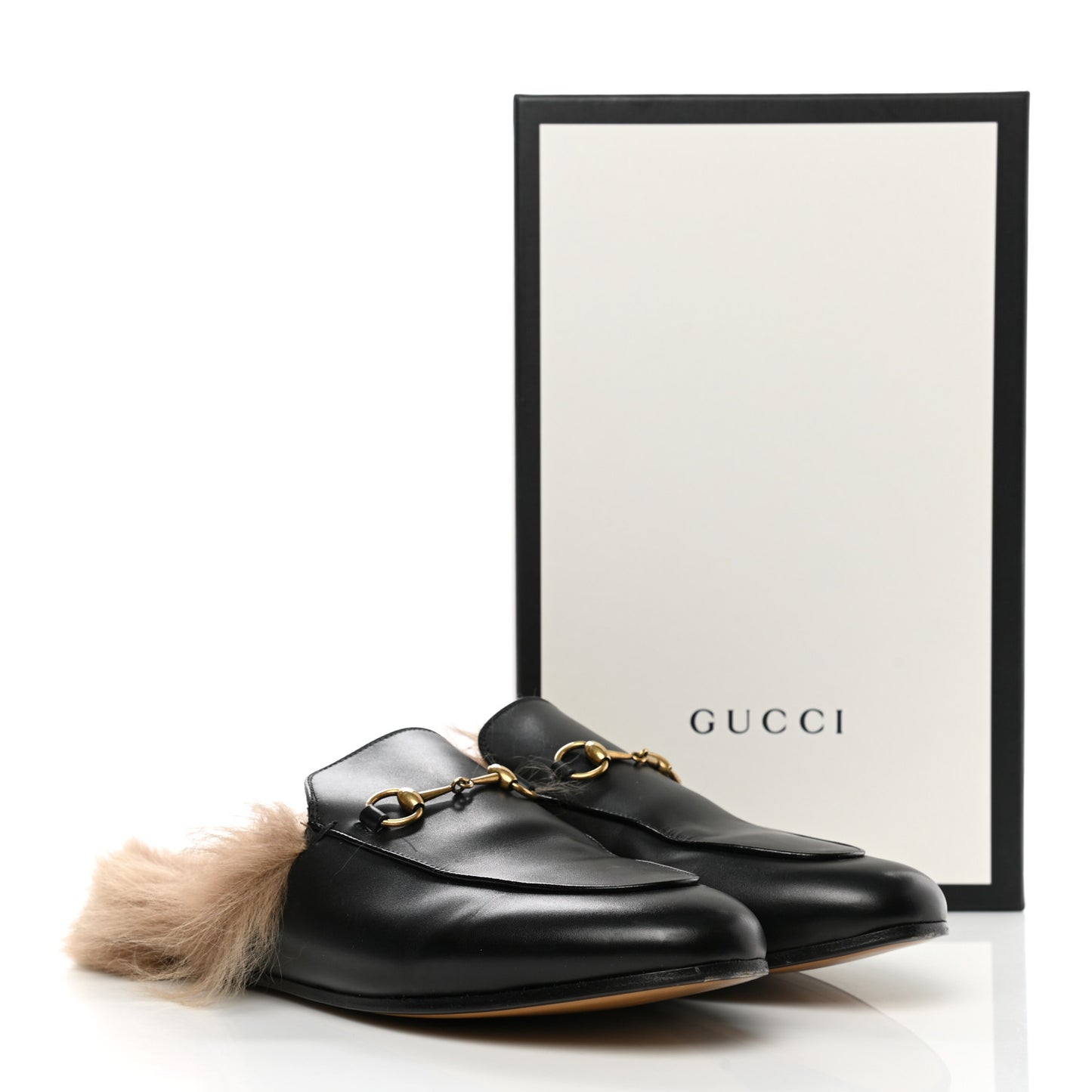 Calfskin Fur Womens Princetown Slippers 40 Black