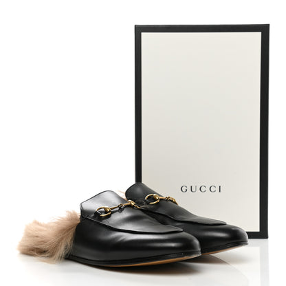 Gucci Calfskin Fur Womens Princetown Slippers 40 Black 10 of 10