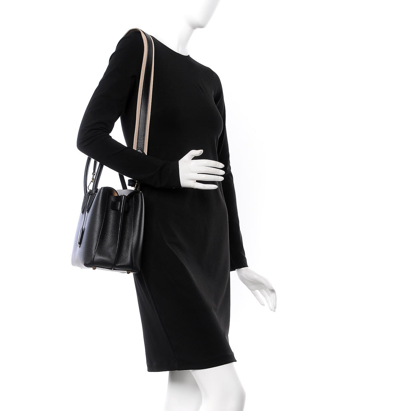 Grained Calfskin Medium Milla Tote Black