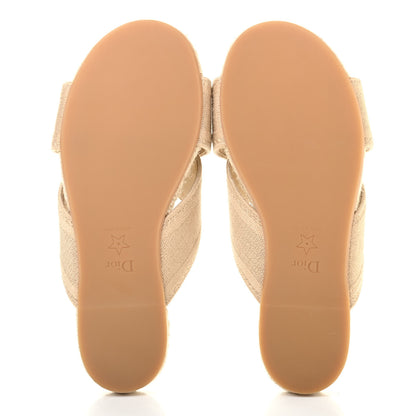 Christian Dior Canvas Embroidered Granville Espadrille Crisscross Flat Slide Sandals 35.5 Cream 5 of 10