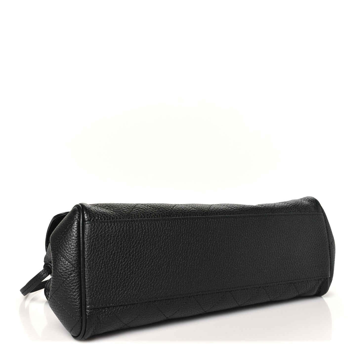 Grained Calfskin Stitched Urban Essentials Small Shopping Bag Black
