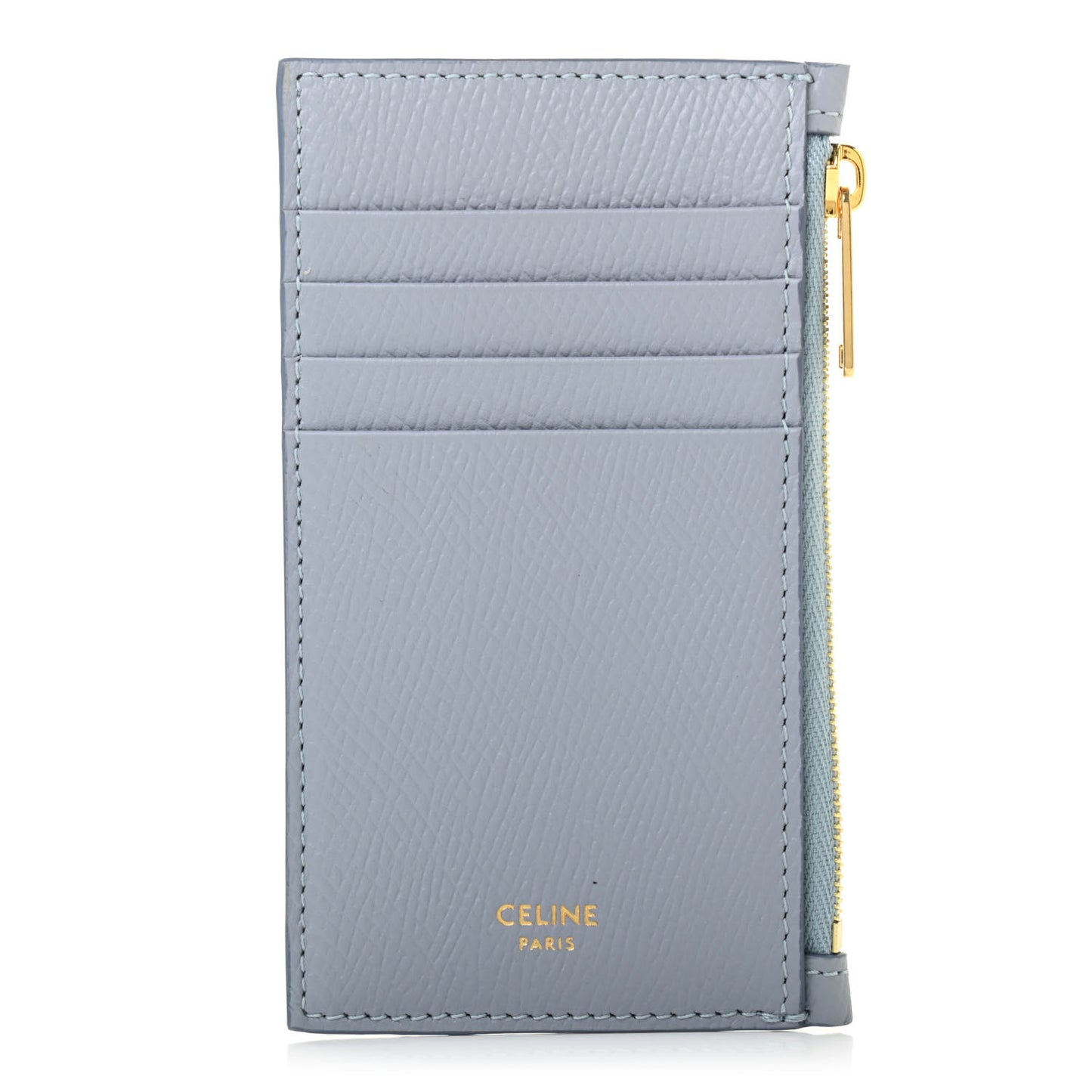 Grained Calfskin Zipped Card Holder Artic Blue
