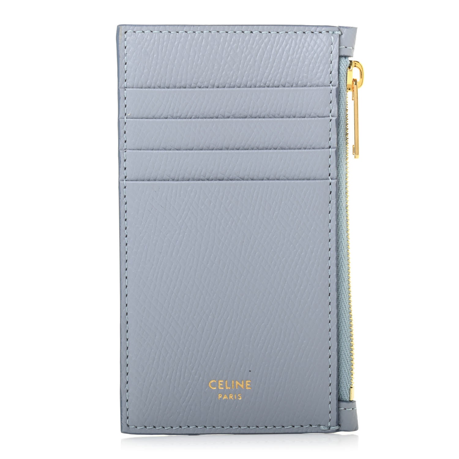Celine Grained Calfskin Zipped Card Holder Artic Blue 1 of 8