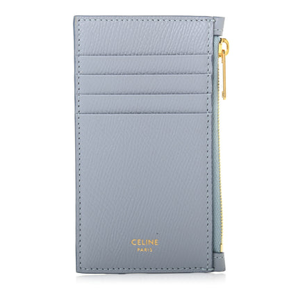 Celine Grained Calfskin Zipped Card Holder Artic Blue 1 of 8