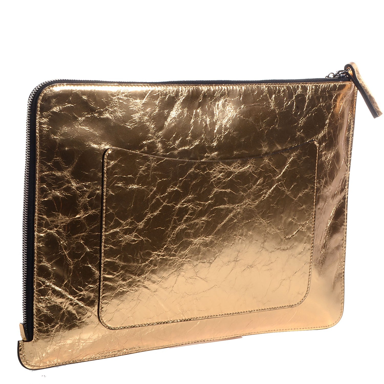Chanel Metallic Lambskin Large Feministe Maize Feminine Pouch Clutch Gold 3 of 8