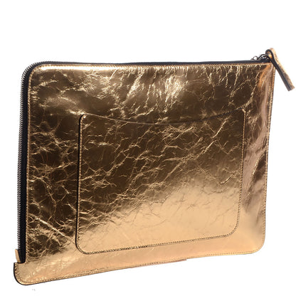 Chanel Metallic Lambskin Large Feministe Maize Feminine Pouch Clutch Gold 3 of 8
