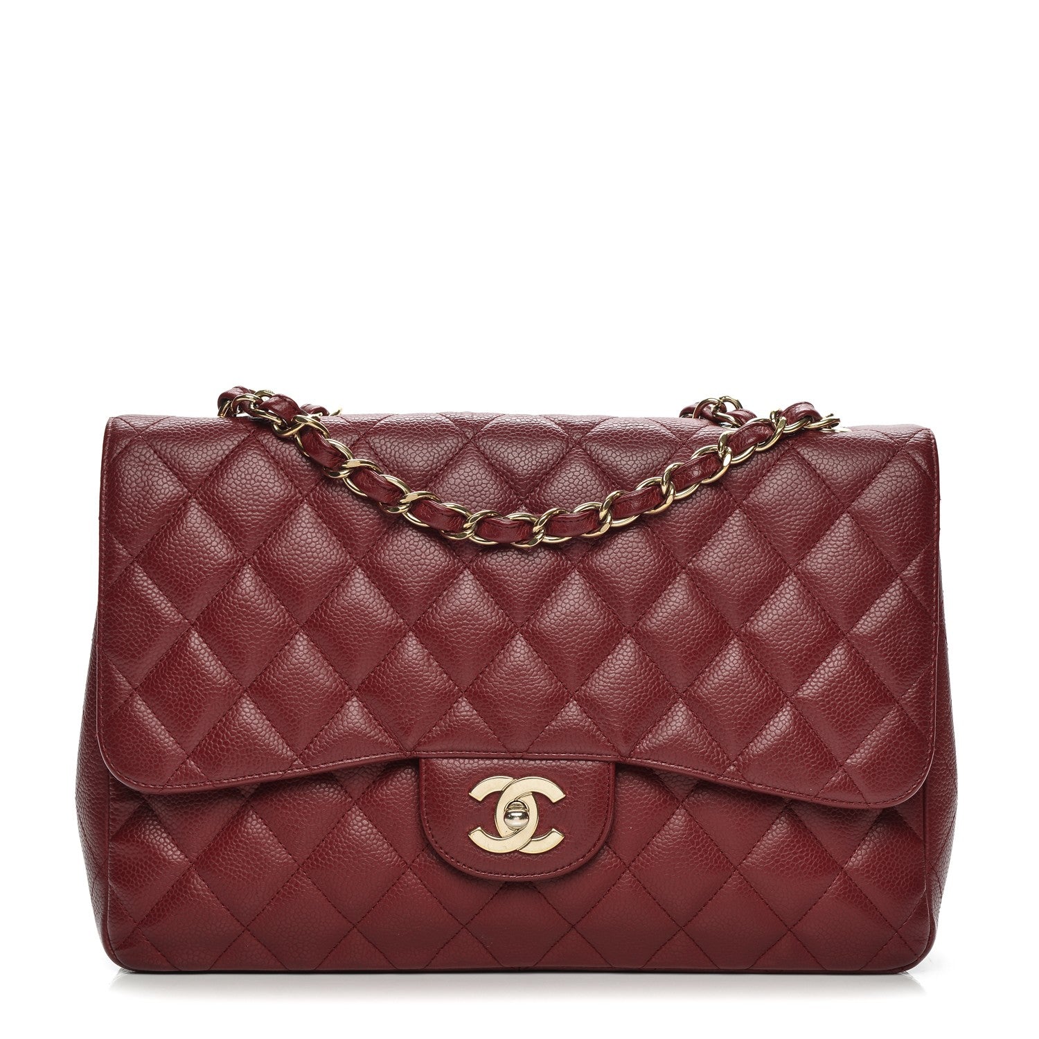 Chanel Caviar Quilted Jumbo Single Flap Dark Red 1 of 7