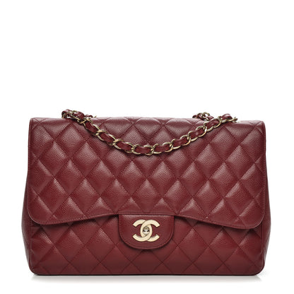 Chanel Caviar Quilted Jumbo Single Flap Dark Red 1 of 7