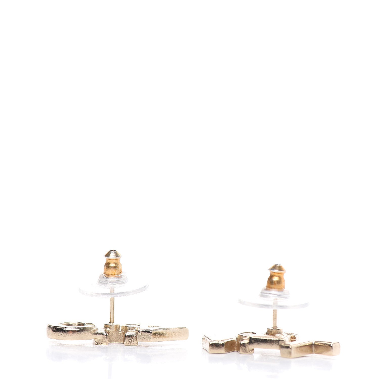 Chanel Crystal Pearl Signature Stud Earrings Gold 3 of 5