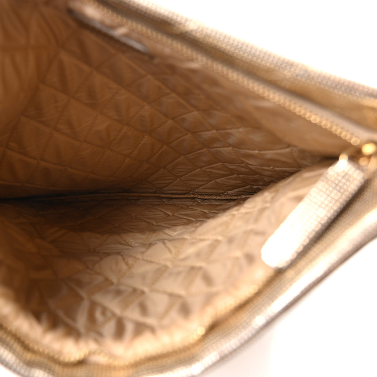 Metallic Calfskin Quilted Pixel Effect CC Beauty Clutch Dark Gold