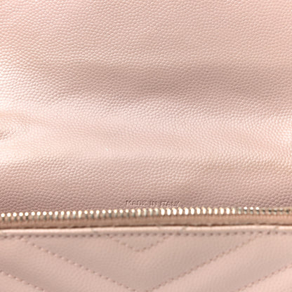 Saint Laurent Grain De Poudre Matelasse Chevron Monogram Envelope Chain Wallet Nude Powder 16 of 30
