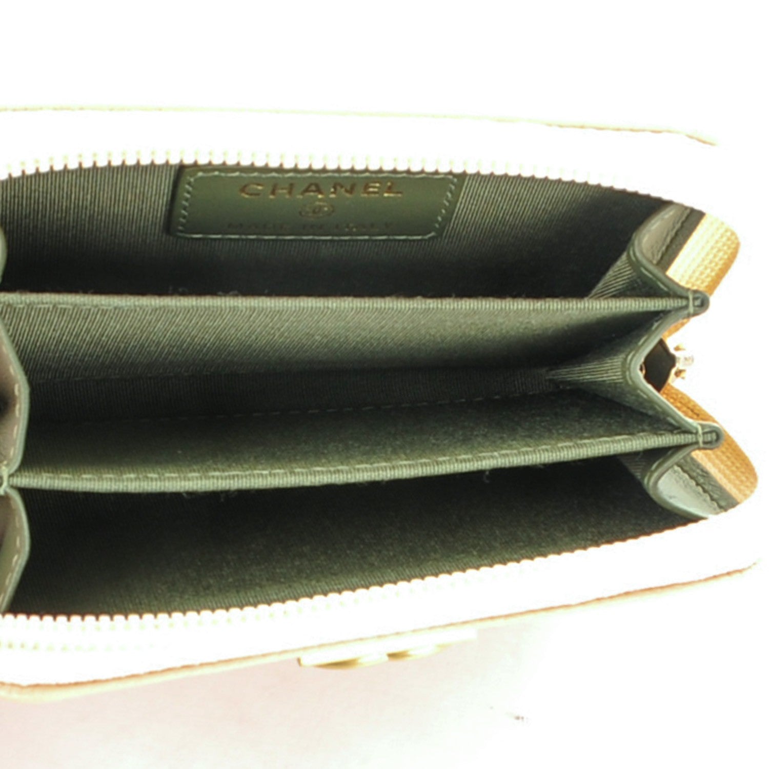 Chanel Caviar Quilted Boy Zip Around Coin Purse Wallet Beige Clair 5 of 7