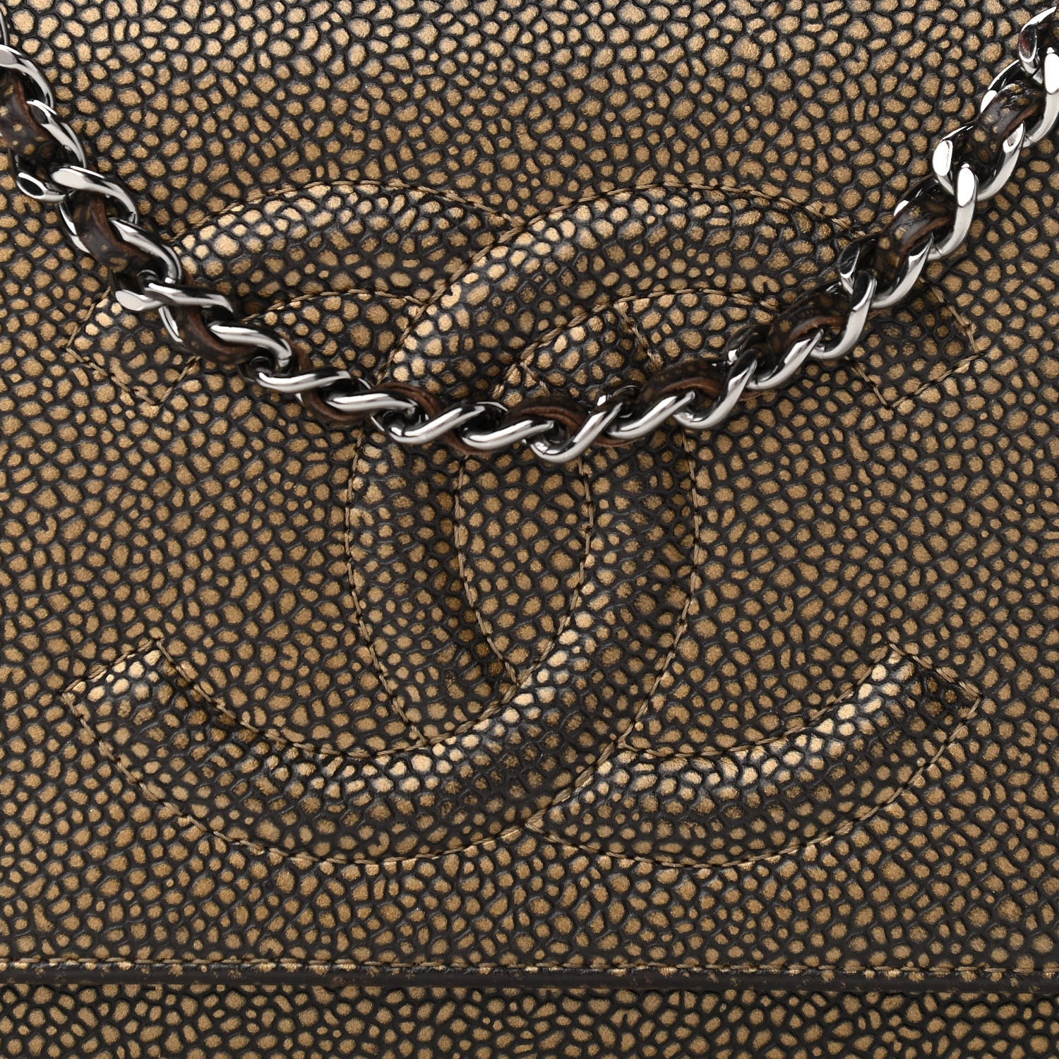 Chanel Metallic Caviar Timeless CC Wallet On Chain WOC Bronze 12 of 14