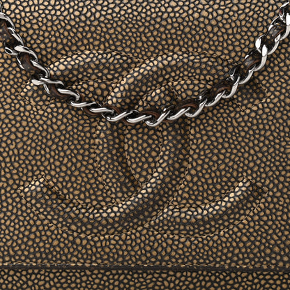 Chanel Metallic Caviar Timeless CC Wallet On Chain WOC Bronze 12 of 14