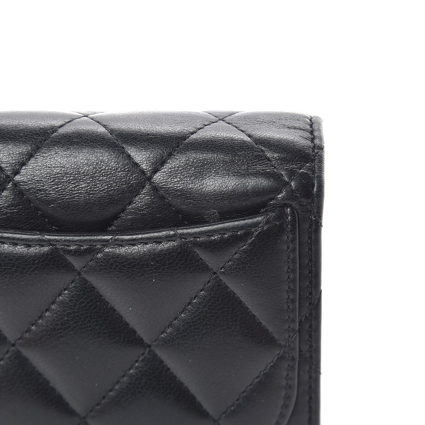 Lambskin Quilted Flap Card Holder Wallet Black