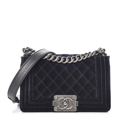Chanel Velvet Quilted Small Boy Flap Black 1 of 15
