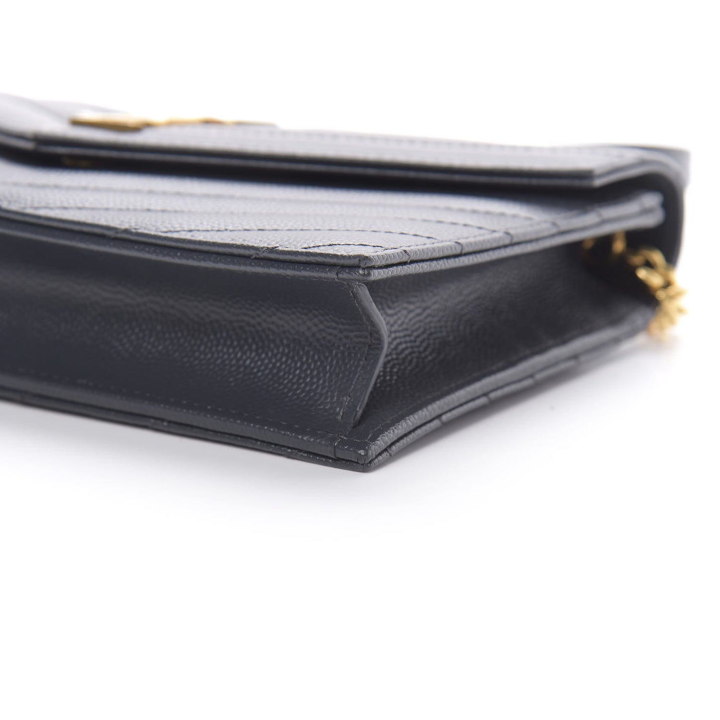 Grain De Poudre Matelasse Chevron Monogram Envelope Chain Wallet Dark Smog