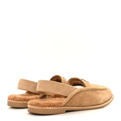 Chanel Suede Calfskin CC Slingback Loafers 38.5 Dark Beige 5 of 10